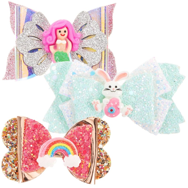 Vaguelly 3Pcs Cute Butterfly Hair Clips for School Graduation Party Hair Bows Accessories - Image 1